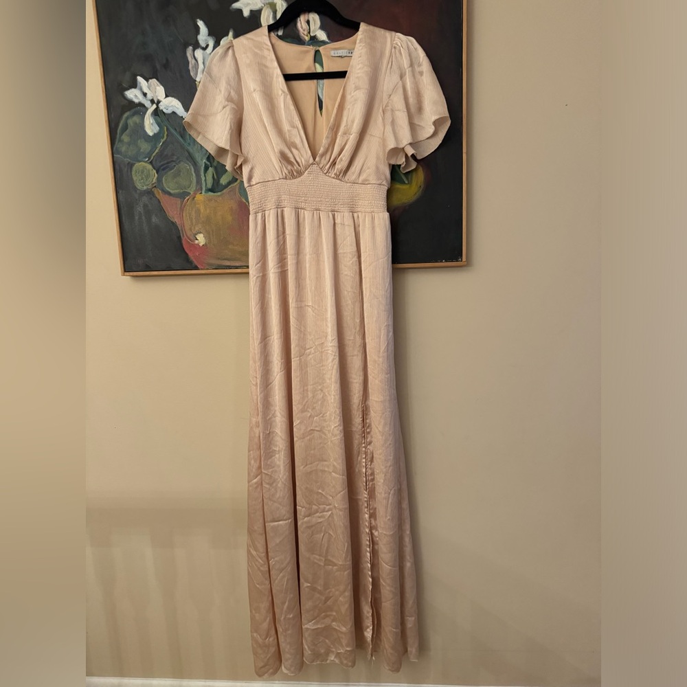 Baltic Born Champagne Flutter Sleeve Dress Size S